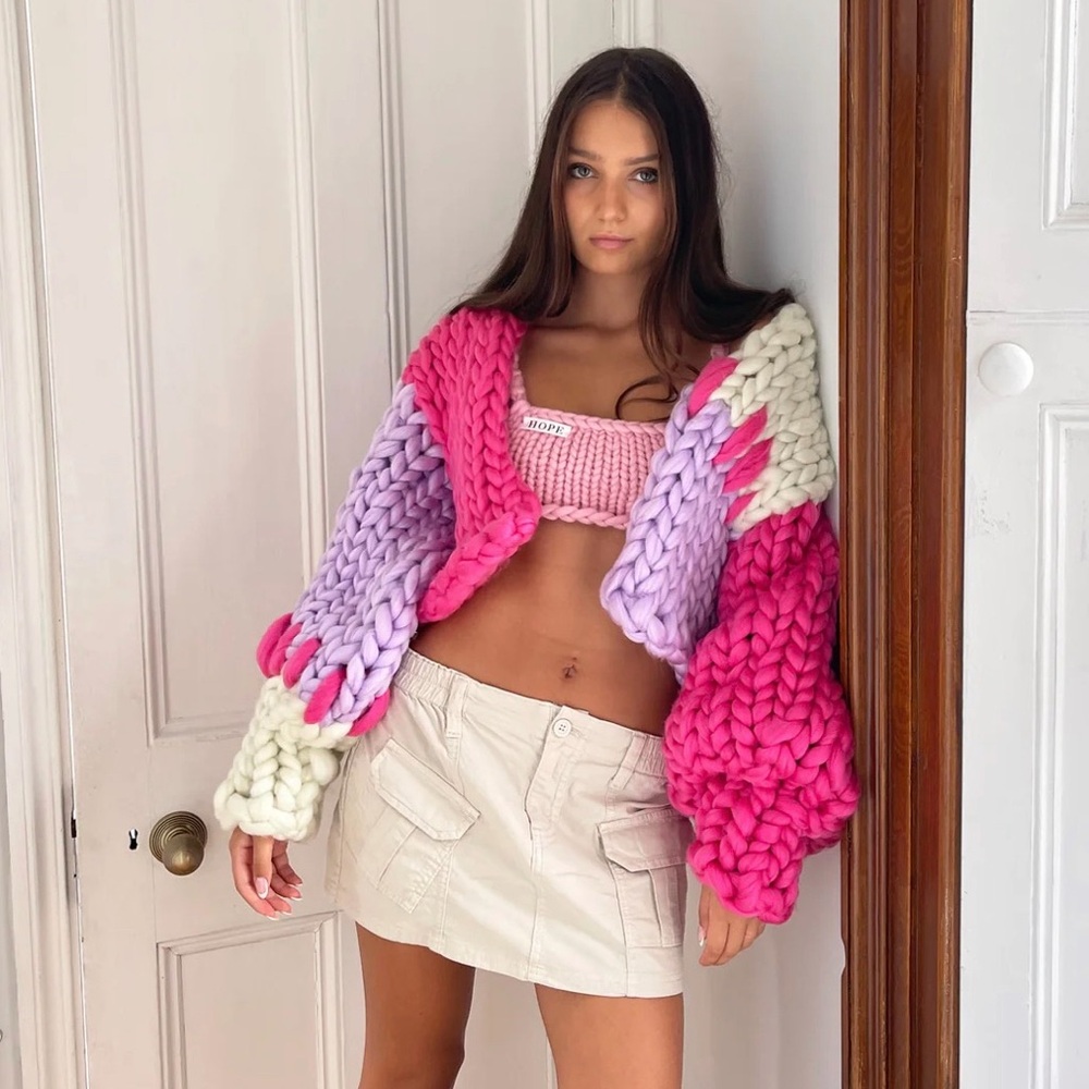 HOPE MACAULAY Peony Colossal Knit Jacket / Cardigan